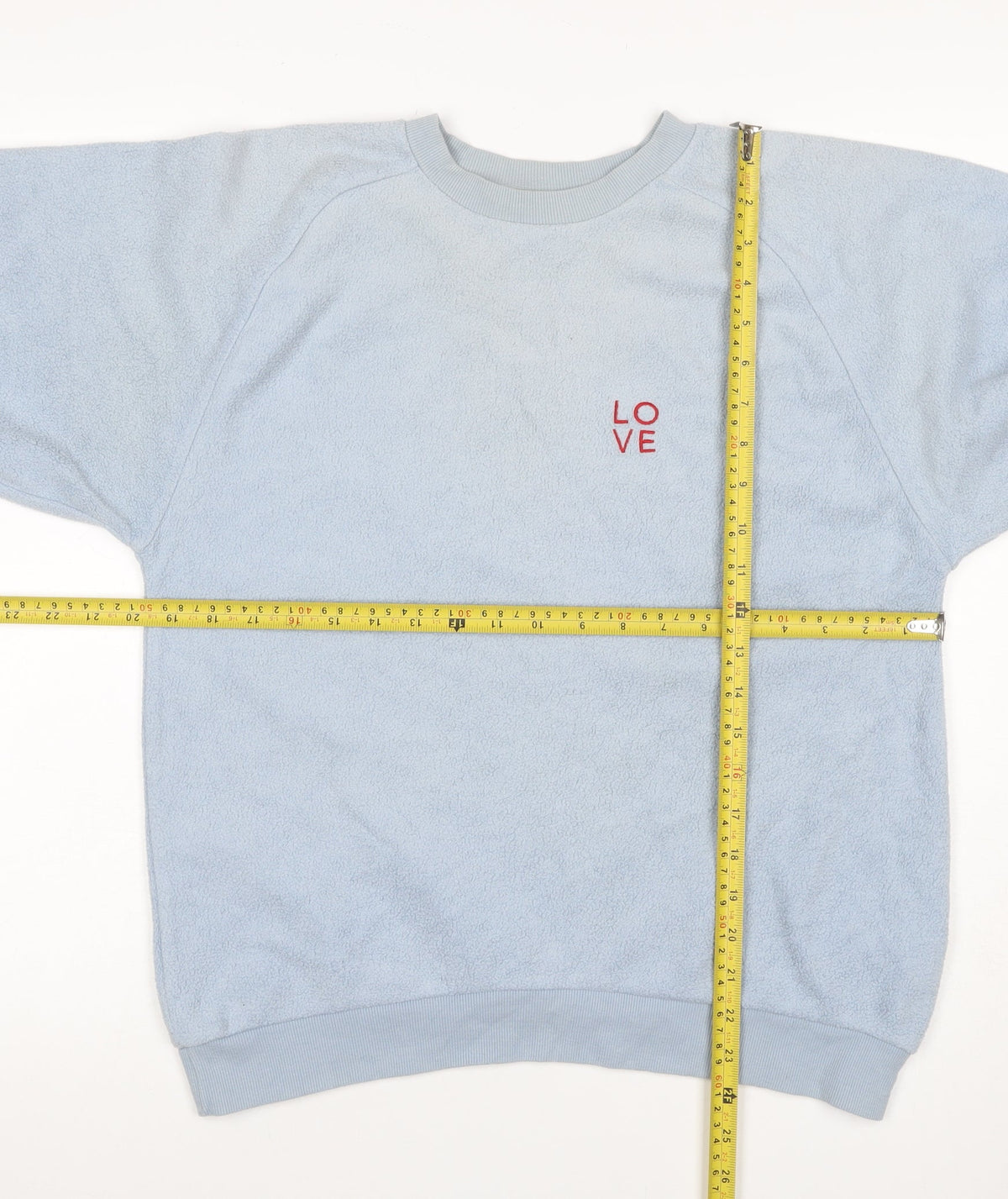Topshop Women Blue UK 8 Love Embroidered Fleece Pullover Sweatshirt