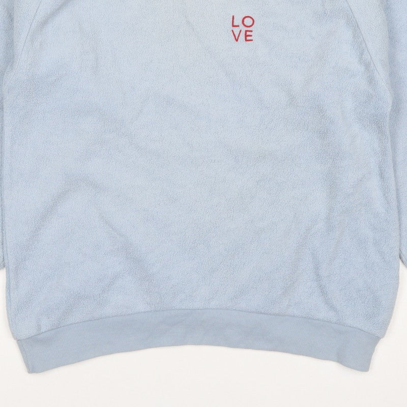 Topshop Women Blue UK 8 Love Embroidered Fleece Pullover Sweatshirt