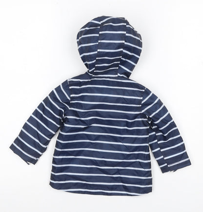 Little Ones Unisex Baby Blue Striped Hooded Rain Jacket 6-9 Months