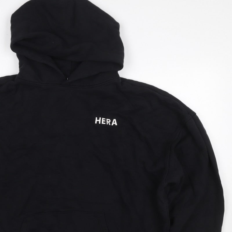 HERA Women’s Black Logo Pullover Hoodie Size L Cotton Blend