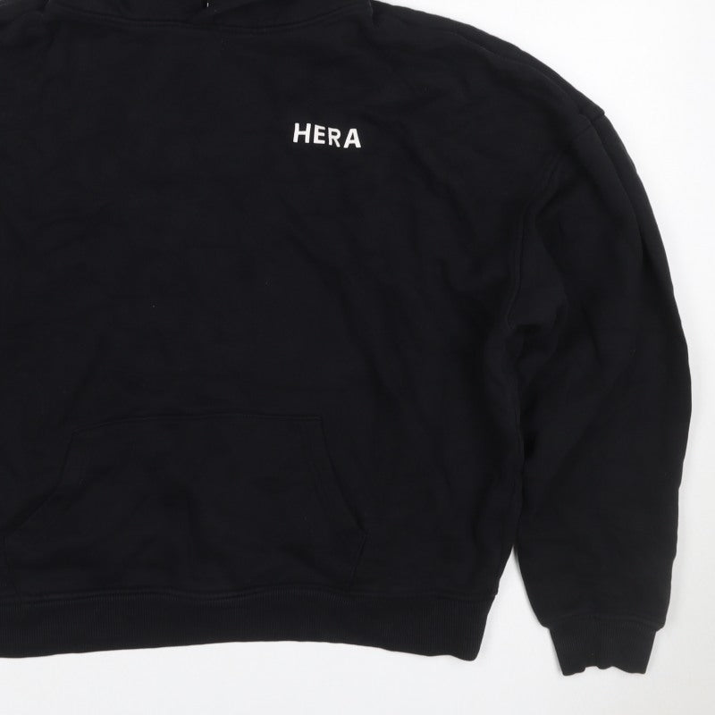 HERA Women’s Black Logo Pullover Hoodie Size L Cotton Blend