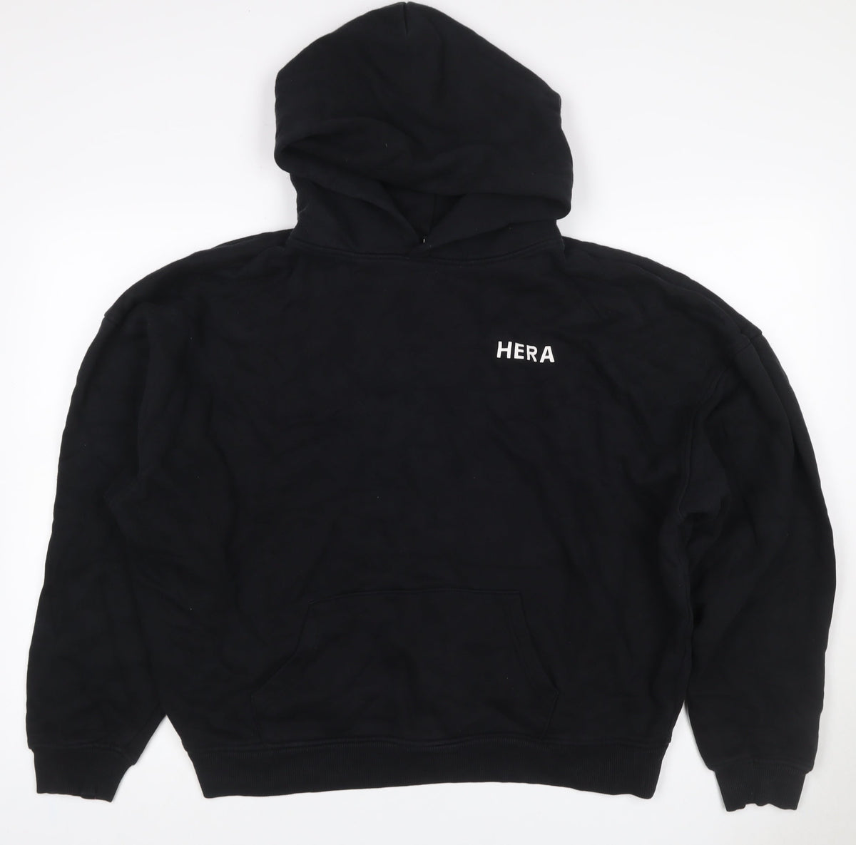 HERA Women’s Black Logo Pullover Hoodie Size L Cotton Blend
