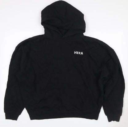 HERA Women’s Black Logo Pullover Hoodie Size L Cotton Blend