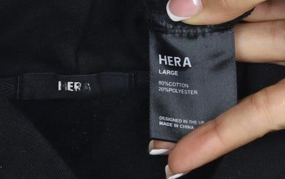 HERA Women’s Black Logo Pullover Hoodie Size L Cotton Blend