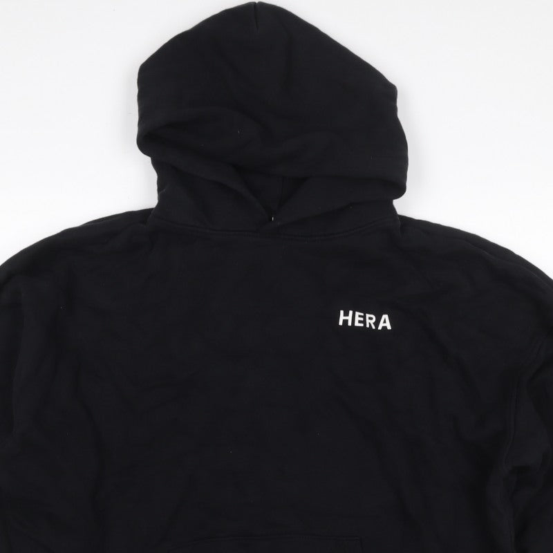 HERA Women’s Black Logo Pullover Hoodie Size L Cotton Blend