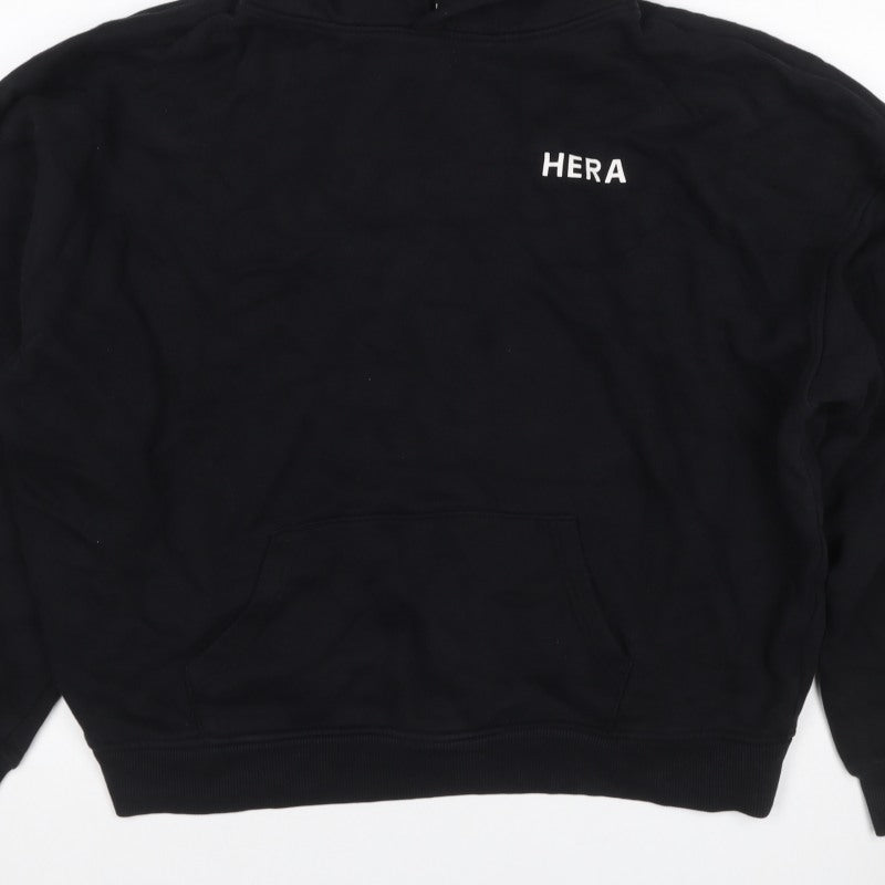 HERA Women’s Black Logo Pullover Hoodie Size L Cotton Blend