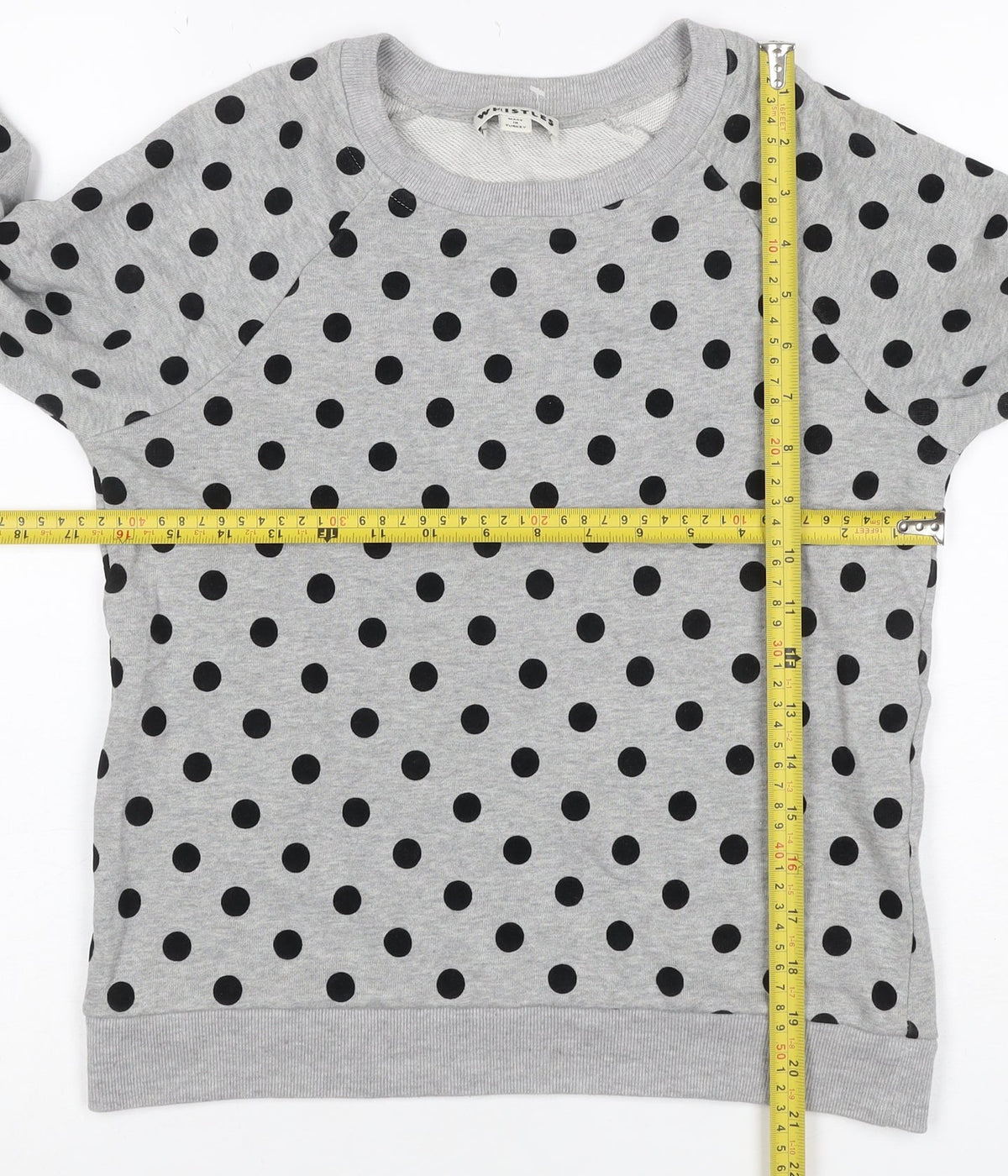 Whistles Women’s Grey Black Polka Dot XS Pullover Sweatshirt