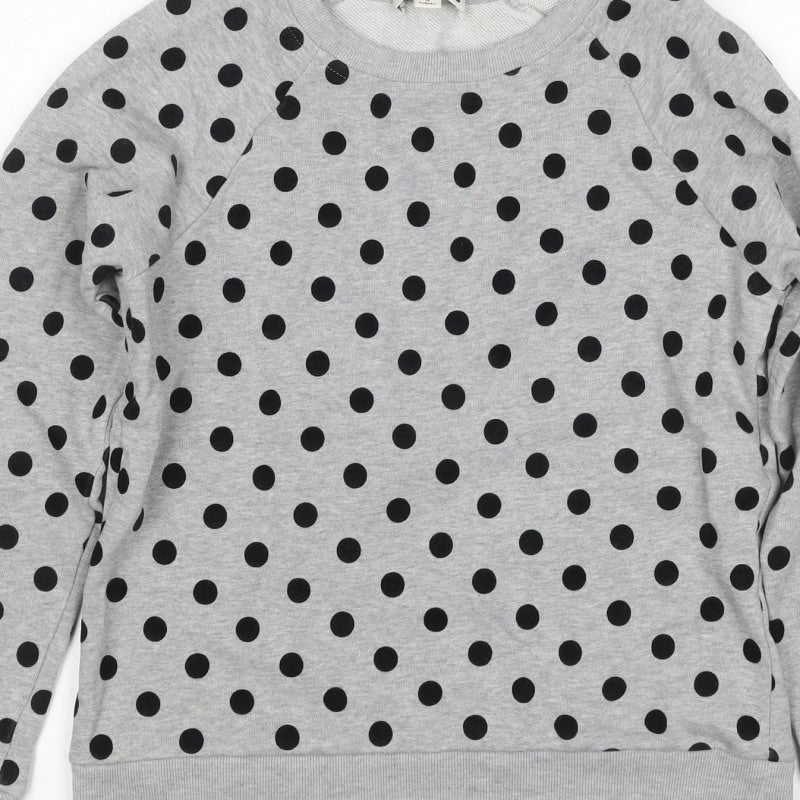 Whistles Women’s Grey Black Polka Dot XS Pullover Sweatshirt