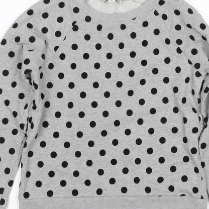 Whistles Women’s Grey Black Polka Dot XS Pullover Sweatshirt