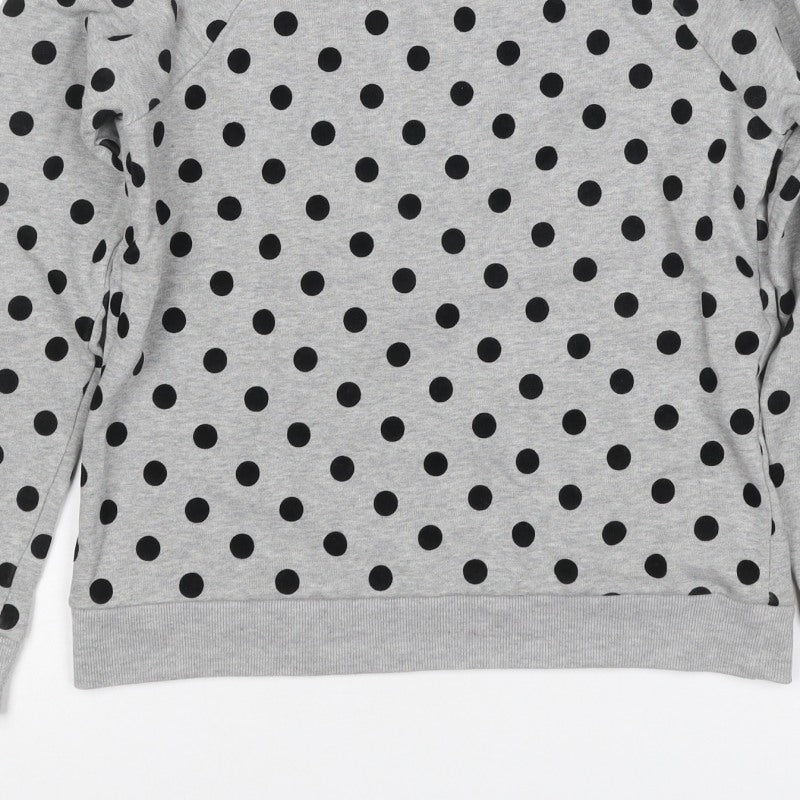 Whistles Women’s Grey Black Polka Dot XS Pullover Sweatshirt