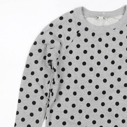 Whistles Women’s Grey Black Polka Dot XS Pullover Sweatshirt