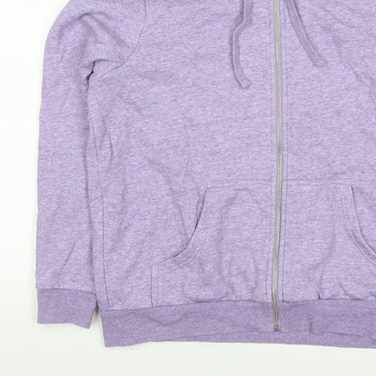 H&M Women’s Purple Marl Full Zip Hooded Hoodie Size L