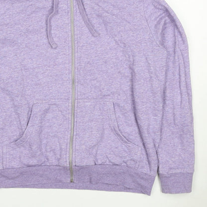 H&M Women’s Purple Marl Full Zip Hooded Hoodie Size L