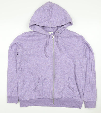 H&M Women’s Purple Marl Full Zip Hooded Hoodie Size L