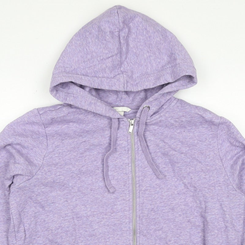 H&M Women’s Purple Marl Full Zip Hooded Hoodie Size L