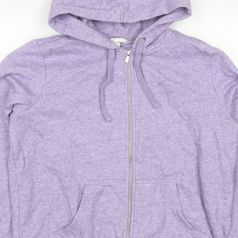 H&M Women’s Purple Marl Full Zip Hooded Hoodie Size L
