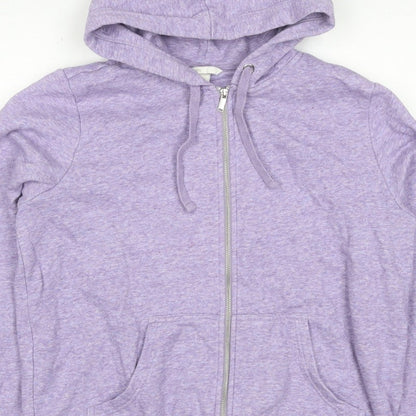 H&M Women’s Purple Marl Full Zip Hooded Hoodie Size L