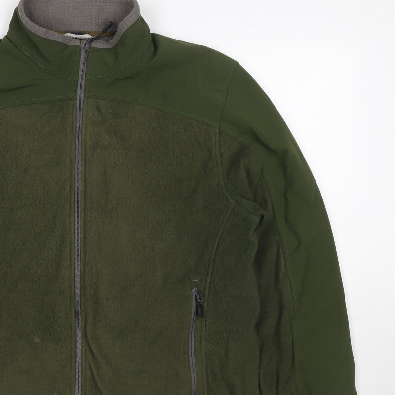 Lands' End Men Green M Softshell Fleece Full Zip Outdoor Jacket