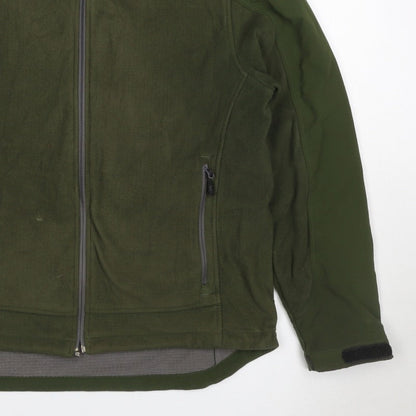 Lands' End Men Green M Softshell Fleece Full Zip Outdoor Jacket