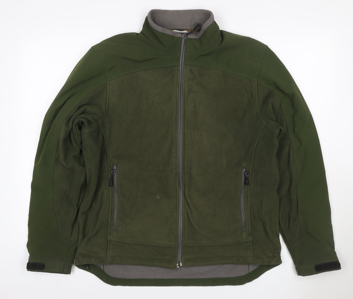 Lands' End Men Green M Softshell Fleece Full Zip Outdoor Jacket