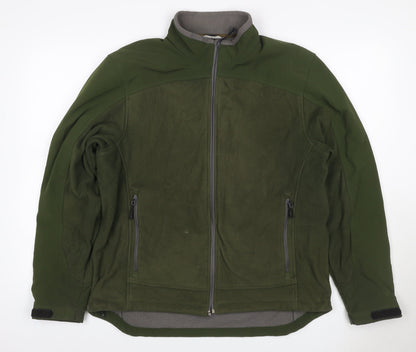 Lands' End Men Green M Softshell Fleece Full Zip Outdoor Jacket