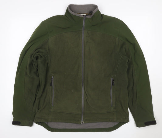 Lands' End Men Green M Softshell Fleece Full Zip Outdoor Jacket