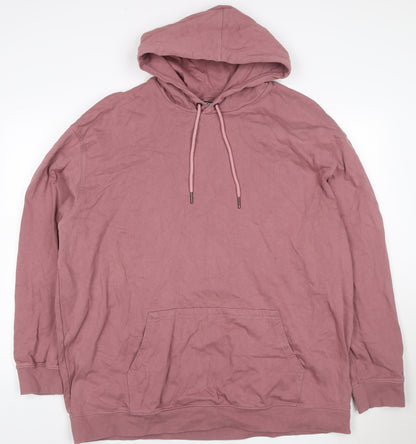 Jackamo Unisex Adults Pink 2XL Pullover Hoodie Cotton Drawstring