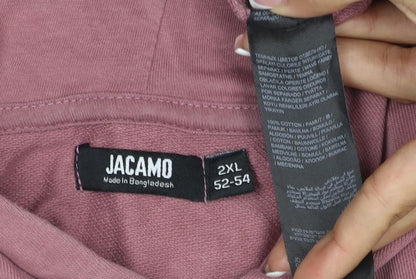 Jackamo Unisex Adults Pink 2XL Pullover Hoodie Cotton Drawstring