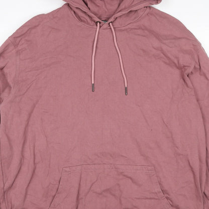 Jackamo Unisex Adults Pink 2XL Pullover Hoodie Cotton Drawstring