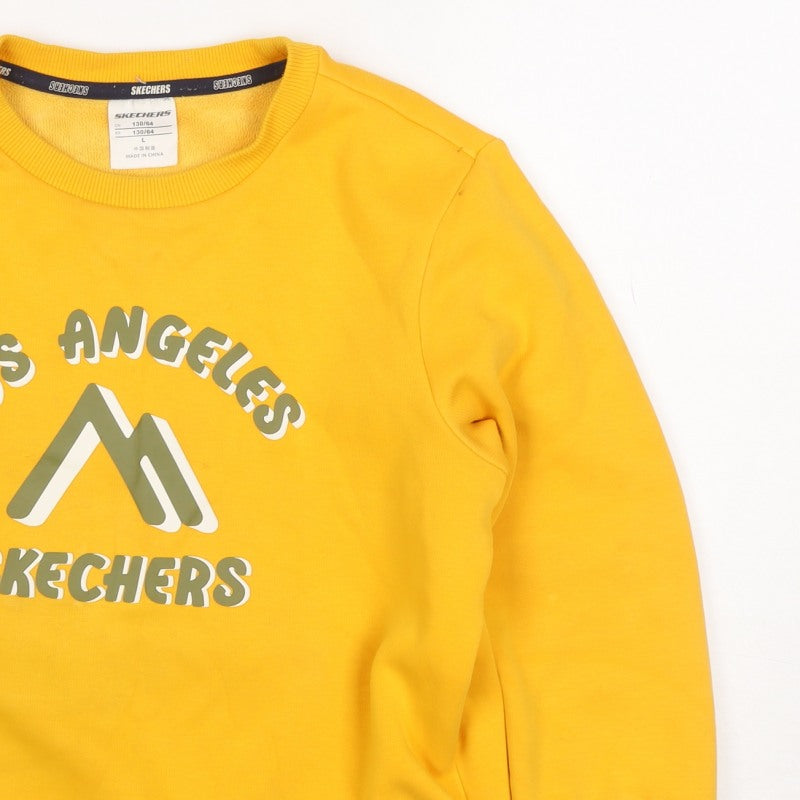 Skechers Girls Yellow Logo Pullover Sweatshirt Size 8 Years Fleece