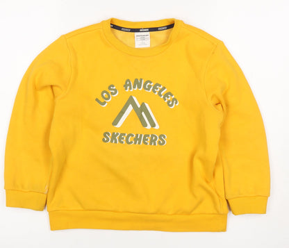 Skechers Girls Yellow Logo Pullover Sweatshirt Size 8 Years Fleece