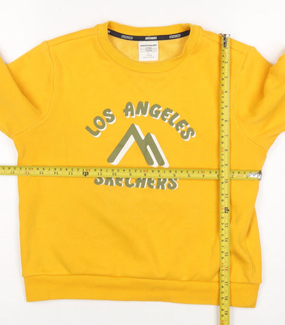 Skechers Girls Yellow Logo Pullover Sweatshirt Size 8 Years Fleece