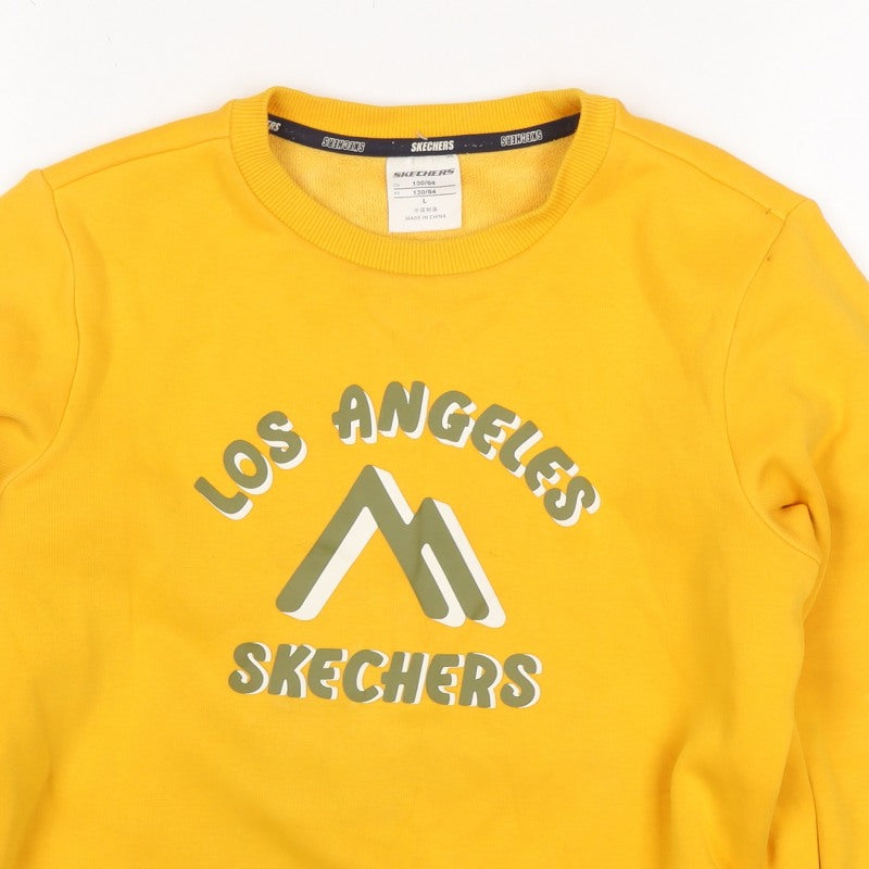 Skechers Girls Yellow Logo Pullover Sweatshirt Size 8 Years Fleece