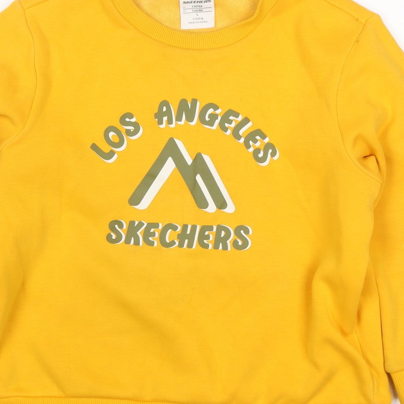 Skechers Girls Yellow Logo Pullover Sweatshirt Size 8 Years Fleece