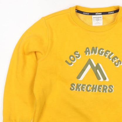 Skechers Girls Yellow Logo Pullover Sweatshirt Size 8 Years Fleece