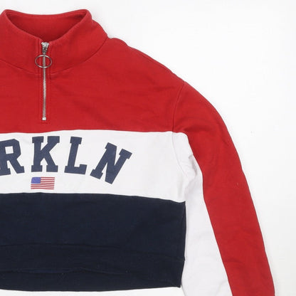 H&M Women Multicoloured S Brooklyn 1/4 Zip Colourblock Sweatshirt