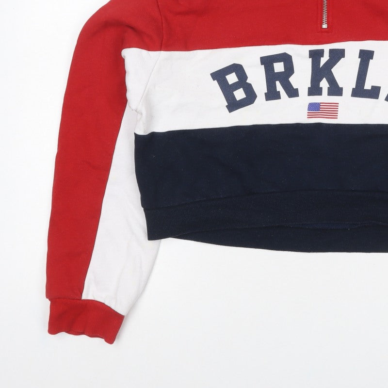 H&M Women Multicoloured S Brooklyn 1/4 Zip Colourblock Sweatshirt