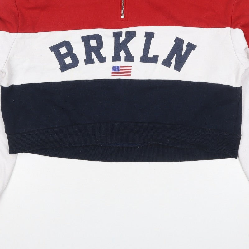 H&M Women Multicoloured S Brooklyn 1/4 Zip Colourblock Sweatshirt