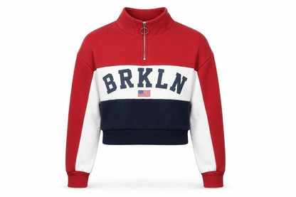 H&M Women Multicoloured S Brooklyn 1/4 Zip Colourblock Sweatshirt