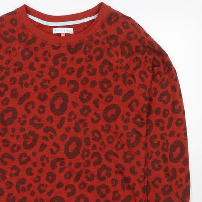 Brakeburn Women’s Red Leopard Print Pullover Sweatshirt UK 10