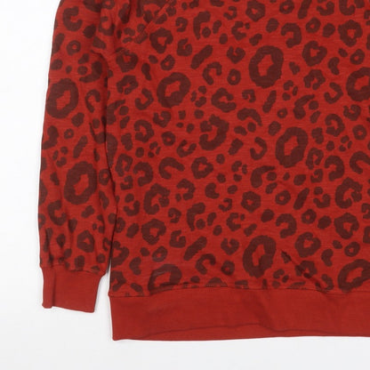 Brakeburn Women’s Red Leopard Print Pullover Sweatshirt UK 10