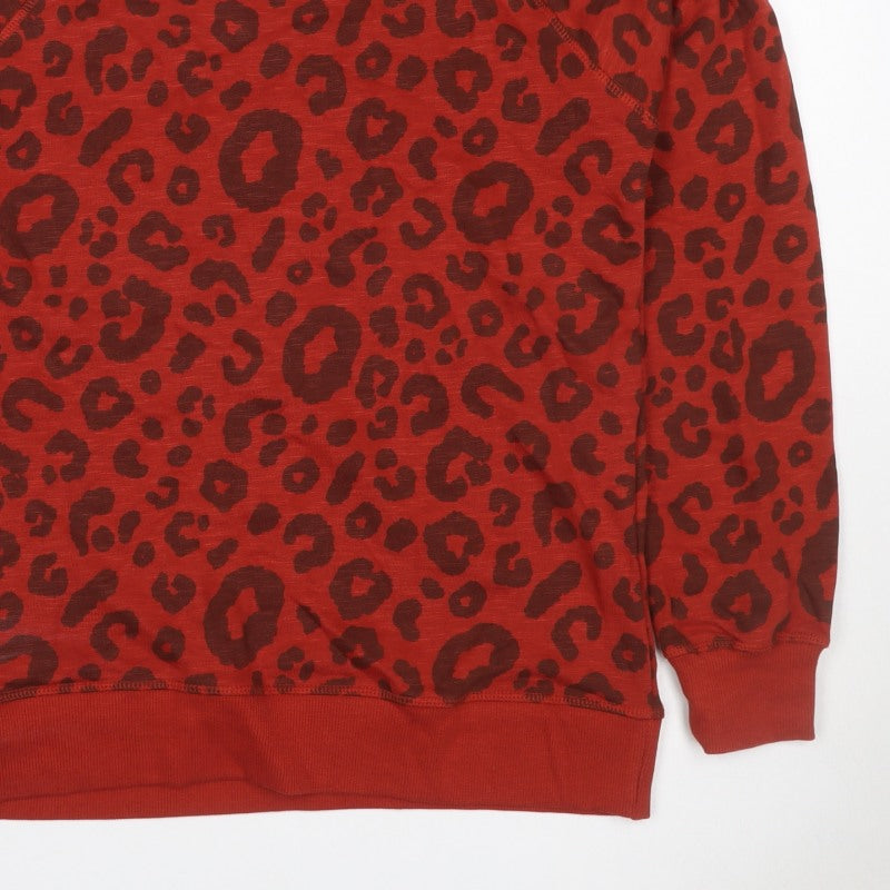 Brakeburn Women’s Red Leopard Print Pullover Sweatshirt UK 10