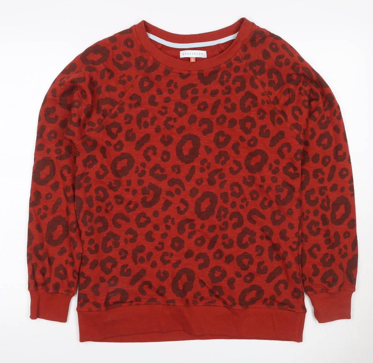 Brakeburn Women’s Red Leopard Print Pullover Sweatshirt UK 10