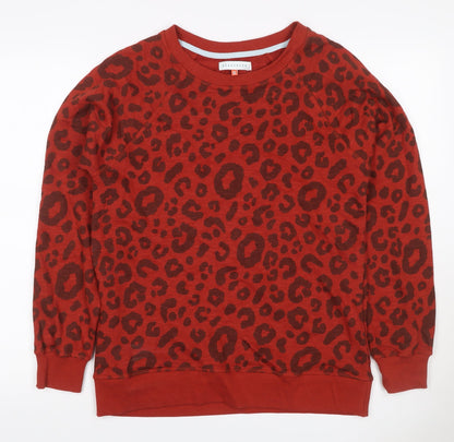 Brakeburn Women’s Red Leopard Print Pullover Sweatshirt UK 10