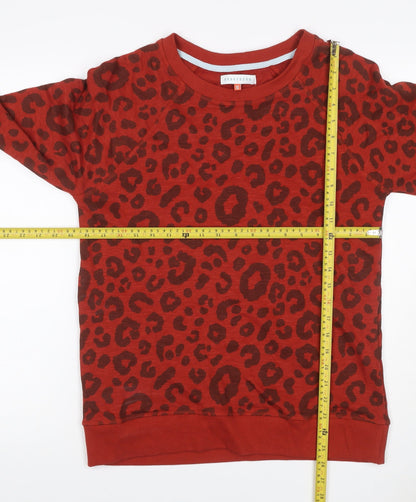 Brakeburn Women’s Red Leopard Print Pullover Sweatshirt UK 10