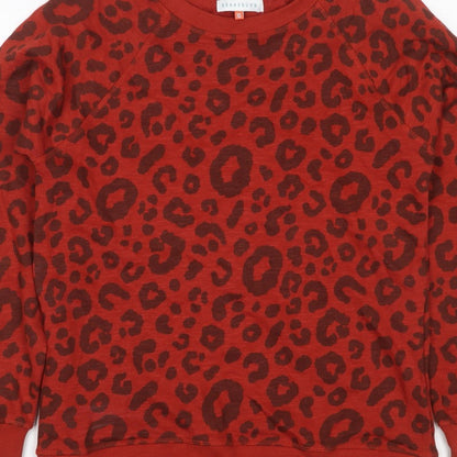 Brakeburn Women’s Red Leopard Print Pullover Sweatshirt UK 10