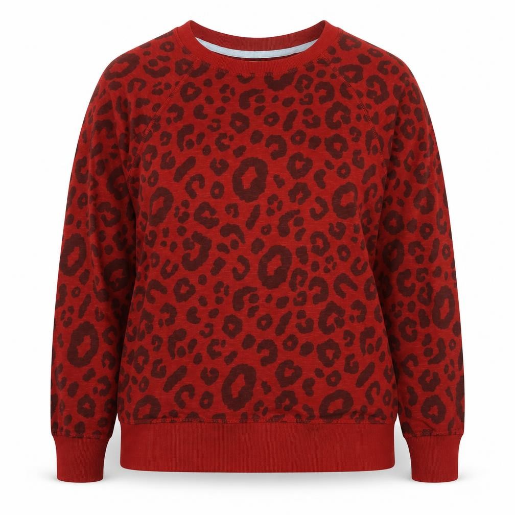Brakeburn Women’s Red Leopard Print Pullover Sweatshirt UK 10