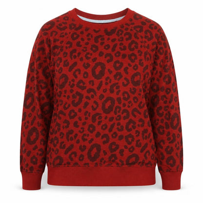 Brakeburn Women’s Red Leopard Print Pullover Sweatshirt UK 10