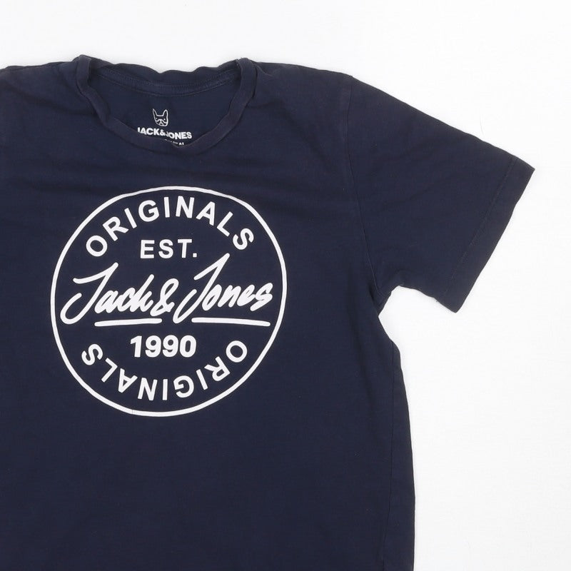 Jack & Jones Boys Blue 12 Years Logo Graphic Jersey T-Shirt
