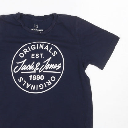 Jack & Jones Boys Blue 12 Years Logo Graphic Jersey T-Shirt